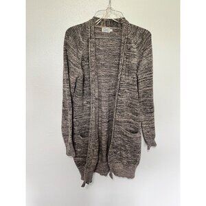 Cielo Cardigan Gray Tan Tweed Look with Pockets Womans Size M